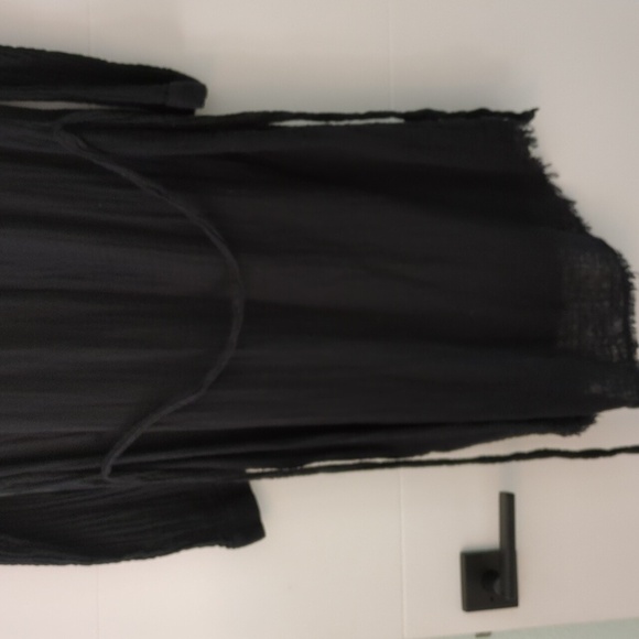 Michael Stars Gauzy Crepe Boho Beachy Minimalist Midi Dress Waist Sash& Pockets - Picture 10 of 10